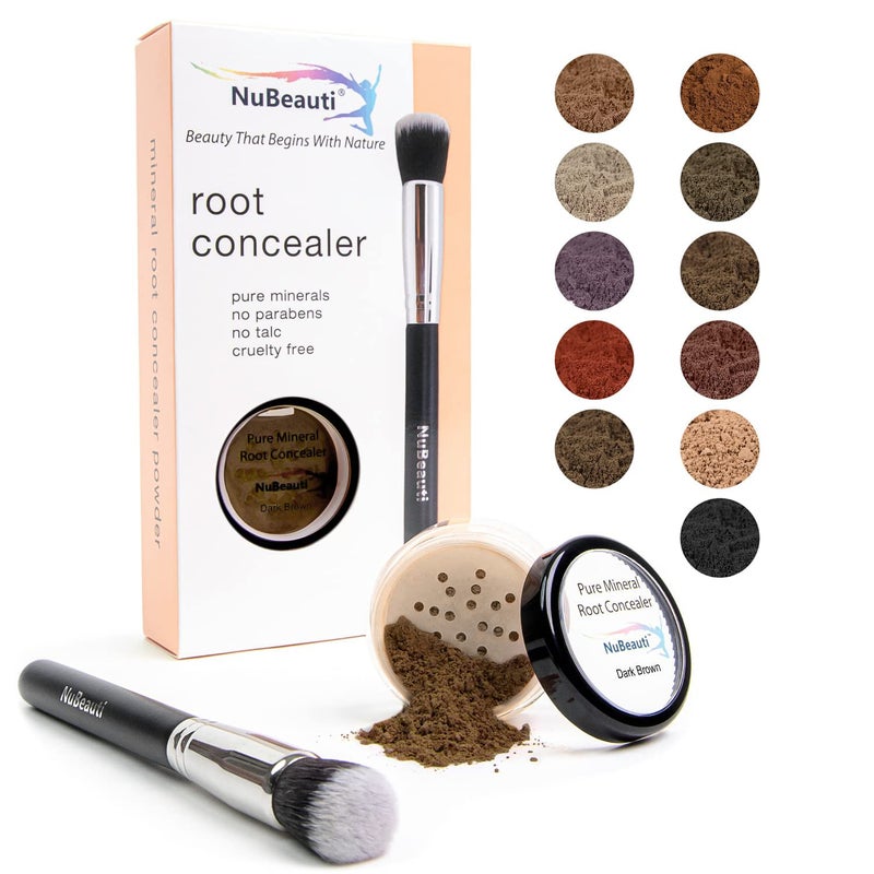 NuBeauti Root Touch Up Powder - True-to-Nature Hairline Concealer with 11 Shades - Fragrance-Free, Talc-Free, Paraben-Free (With Brush, Dark Brown) - Image 1